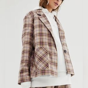 ASOS Checkered Blazer in Pink and Brown